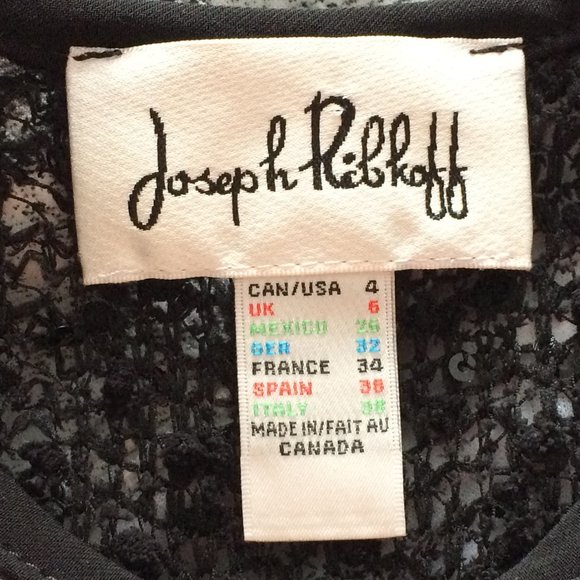 Joseph Ribkoff Sequined Sweater Top Sz 4 Black White Red Sheer Back 3\4 Sleeve - Picture 3 of 6